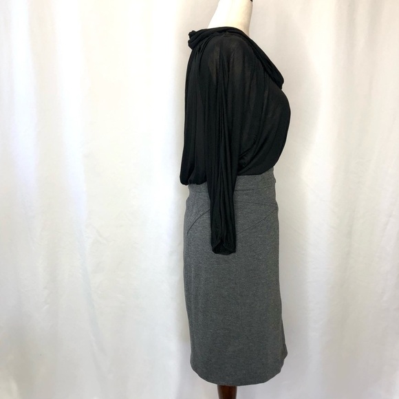 BCBGMaxAzria dress sheer cowl top grey skirt 4 - Picture 4 of 10